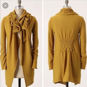 Anthropologie mustard cardigan